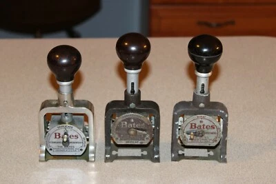 3 Vintage Bates Multiple Movement Numbering Machine Stamp 5 Wheels Style E - Image 1 of 4