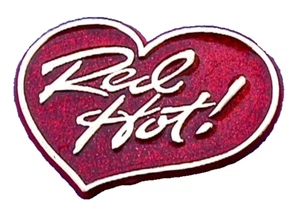 Hallmark PIN Valentines Vintage HEART RED HOT Gold Glitter Holiday Brooch - Picture 1 of 2