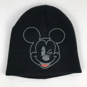 Mickey Mouse Disney Beanie Cap Hat Winter One Size Black Wink - Picture 1 of 5