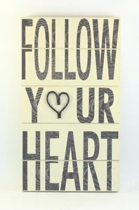 Follow Your Heart Wooden Wall Home Room Decor Sign Kitchen Bathroom - Picture 1 of 2