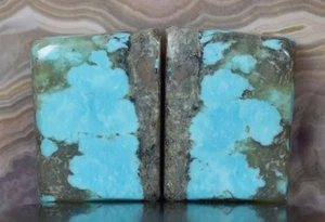 Turquoise Matching Cabochon pair Kingman Arizona Mine Matching Cabochons - Picture 1 of 2