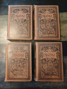 W61/Heinrich Heine Todas las obras en 4 volúmenes - Encuadernación de lino - 1887 - Lachmann - - Imagen 1 de 1