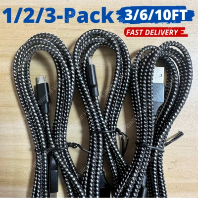 3Ft 6Ft 10Ft Fast Micro USB Cable Duty Sync For Samsung Android LG Charger Cord - Image 1 of 4