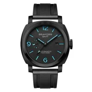 SEAKOSS GMT Men Mechanical Automatic Watch 1963 Seagull ST2557 Black Sky Blue - Bild 1 von 5