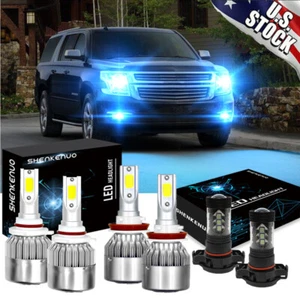 Fit For 2007-2014 Tahoe Suburban Xenon Blue LED 9005+H11 Hi-Low+Fog Lights Bulbs - Picture 1 of 12