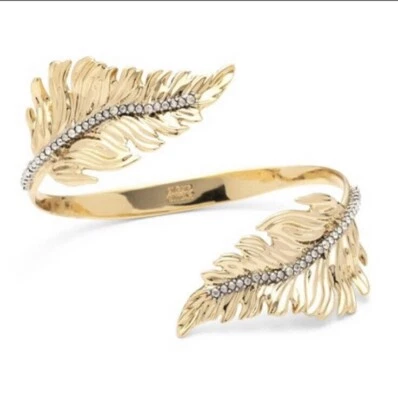 Alexis Bittar Bypass Crystal Leaf Cuff Bangle New - Image 1 of 4