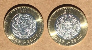 2021 & 2022 TWO $10 PESOS COINS BRIGHT CIRCULATED - Picture 1 of 2