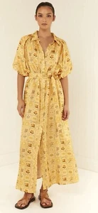 Palm Noosa Carla Belted Silk Shirt dress Size AU 14/ US 10 Amarillo Yellow - Picture 1 of 8