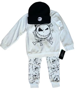 The Nightmare Before Christmas Jack Skellington 3-PC Boys Sweatsuit & Beanie 4,5 - Picture 1 of 3