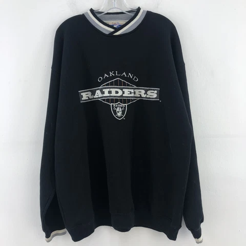 Starter Team NFL Oakland Raiders Black Crewneck Pullover Sweatshirt Men Size XL Cover