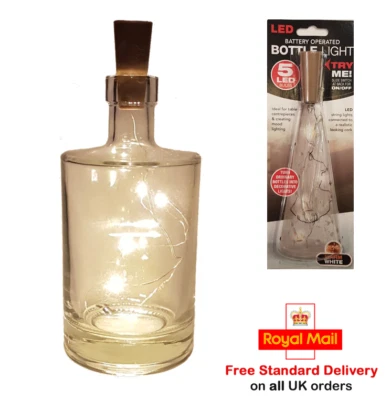 Bottle Fairy Lights on a Realistic Cork to Decorate any Bottle - Warm White LEDs - Image 1 of 4