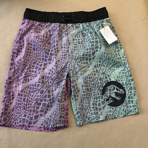 Boys Jurassic Park Snakeskin Printed Size Small Swim Shorts  Green, Black Purple - Picture 1 of 6