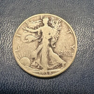 1938-D Walking Liberty Half Dollar, Semi-key Date Super Original - Picture 1 of 4