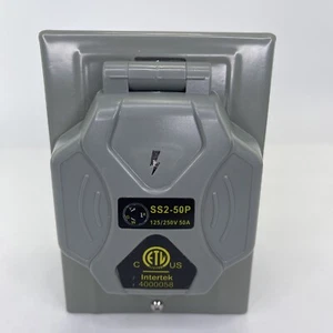 Generator Power Inlet SS2-50P. 125/250V 50amp. Safety Cover green light. - Picture 1 of 9
