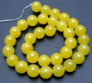 12mm Round Natural Yellow Jade Loose Beads for Jewelry Making DIY Strands 15" - Picture 1 of 3