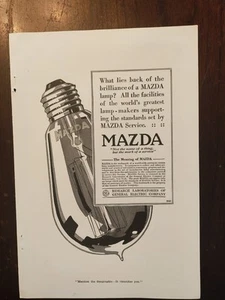 1917 General Electric Mazda Lamps Full Page Vintage Magazine Ad Nice Image - Picture 1 of 3