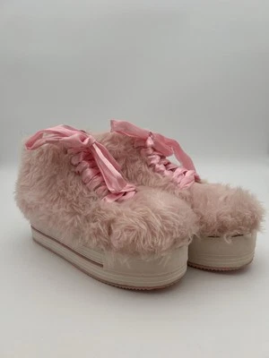 Zapatos de plataforma YRU rosa difuso para mujer 8 elevaciones piel Monster High con cordones Foto 1 de 4