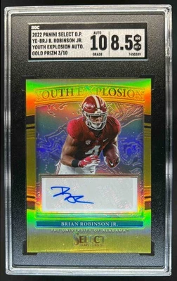 2022 Select Brian Robinson Jr. Youth Explosion Gold Prizm RC Auto /10 SGC 8.5/10 - Image 1 of 2