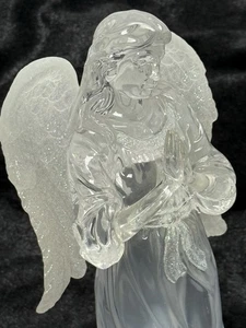 Vtg Icy Angel Christmas Decor Acrylic 10.5” Iridescent & Frosted Wings Beautiful - Picture 1 of 15