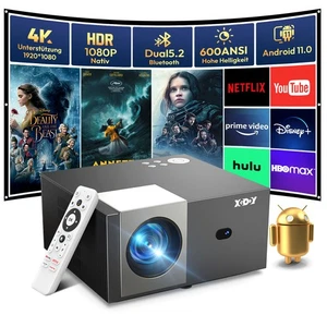 2024 NEU Beamer Projektor LCD 1080P 5G WiFi Bluetooth Android TV 4K HD Heimkino - Bild 1 von 17