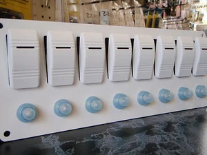 SWITCH PANEL WHITE CARLING CONTURA 8 SWITCHES LIGHTED ON/OFF RR-81-WH V1D1 VVCMY - Picture 1 of 6