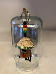 Keychain Handmade Doll Head w/ Hat and Beads Rasta Colors Colorful - Picture 1 of 8