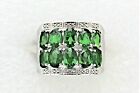 Green Quartz Cocktail Ring 6.7 G Real Solid Sterling Silver 925 Size 7.25