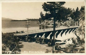 Echt Foto Big Bear Dam Lake Ca Kalifornien alte Autos Postkarte - Bild 1 von 2