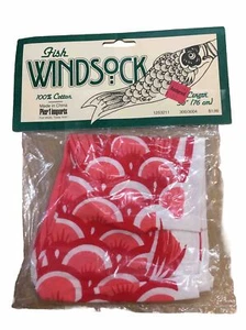 VTG Pier 1 imports Fish Windsock 30" Red / Pink/ White New NOS 100% Cotton - Picture 1 of 6