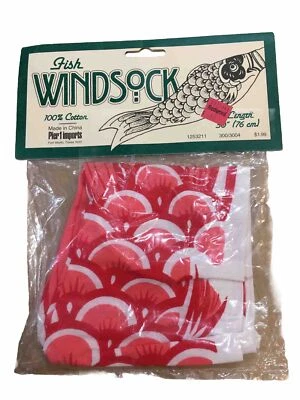 De Colección Pier 1 Importaciones Peces Windsock 30" Rojo/Rosa/Blanco Nuevo de Lote Antiguo 100% Algodón Foto 1 de 4