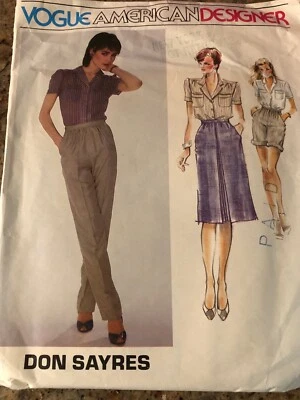 🌼 VOGUE AMERICAN DESIGNER #2520-DON SAYRES-SHIRT-SHORTS-SKIRT-PANTS PATTERN  10 - Image 1 of 2