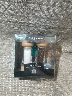 NUEVO Cole & Mason Basics Juego de Molinillo de Sal Pimienta Clásico Madera Transparente Foto 1 de 4