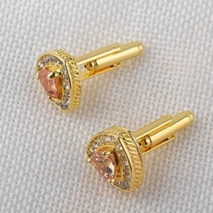 Men Cufflinks Gold Rhinestone Vintage Cuff Buttons Engraved Wedding Jewelry Ebay - Picture 1 of 8