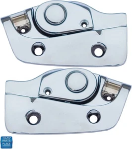 1965-70 GM B-Body Convertible Sunvisor Brackets Latch Receptacles Chrome Pair - Picture 1 of 2