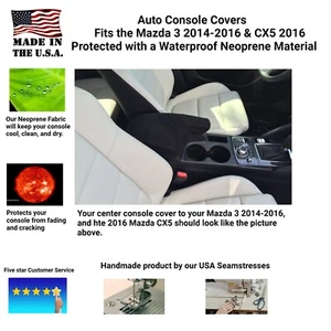 Auto Console Cover-Neoprene Center Armrest Cover-Fits the Mazda 3 & Mazda CX5 - Picture 1 of 9