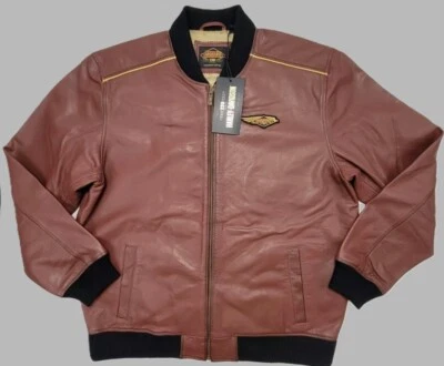 Harley-Davidson 120 周年拉链棕色皮革夹克胜利手套套装男式 — 第 1/4 张图片