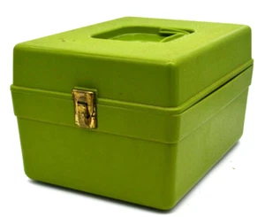 Vintage Wil Hold Pea Green Case Organize Sew File Pattern Box Container Handle - Picture 1 of 5