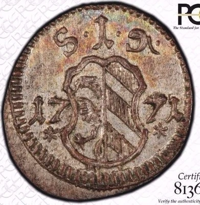 "FINEST & ONLY" @ NGC & PCGS MS64 1771 PFENNIG NUREMBERG GERMANY UBER-TONED    - Image 1 of 4
