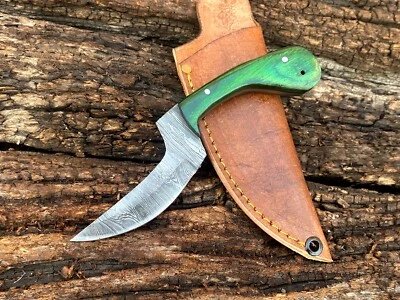 SHARDBLADE Custom Hand Forged Damascus Steel Hunting Mini Neck EDC Knife +SHEATH - Image 1 of 4