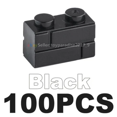 Tijolos pretos modificados 1x2 com peças de perfil de alvenaria medieval castelo cavaleiro MOC - Imagem 1 de 4