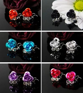 Pendientes de rosa pedrería piedras pendientes elección de color pendientes - Imagen 1 de 8