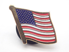 American Flag Old Glory USA Patriotic Gold Tone Vintage Lapel Pin