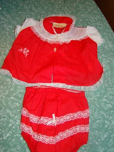 Vintage Red & White Dress Set Size 0 by Wee Winnie Valentine's Day XMas Outfit - Picture 1 of 6