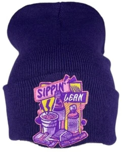 Gorro Sippin Lean - Elegante sombrero tejido con gráfico audaz para clima frío - Imagen 1 de 1