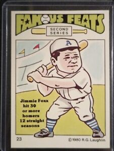 1980 Laughlin Famous Feats 2nd Series #23 JIMMIE FOXX 30+ HOMERS 12 CONSEC YRS