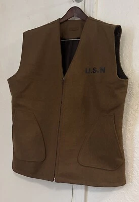New US Navy Brown Woolen Deck Sport Vest XL - Image 1 of 4