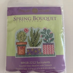 Spring Succulents Buttons & Beads Mill Hill Cross Stitch Kit - Picture 1 of 4
