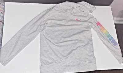 Puma Gray Long Sleeves With Hoodie Girls size small  Multicolor Puma logo - Image 1 of 4