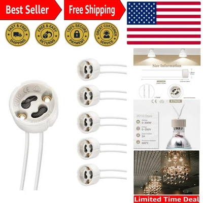 GU10 Base Socket Set - 6 Ceramic Holders with 600℃ Heat Resistance,  Certified - Image 1 of 4