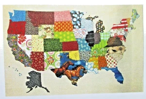 Patrón para mapa de retazos único de EE. UU. - Usa tus 50 restos favoritos, 23" X 36" - Imagen 1 de 4